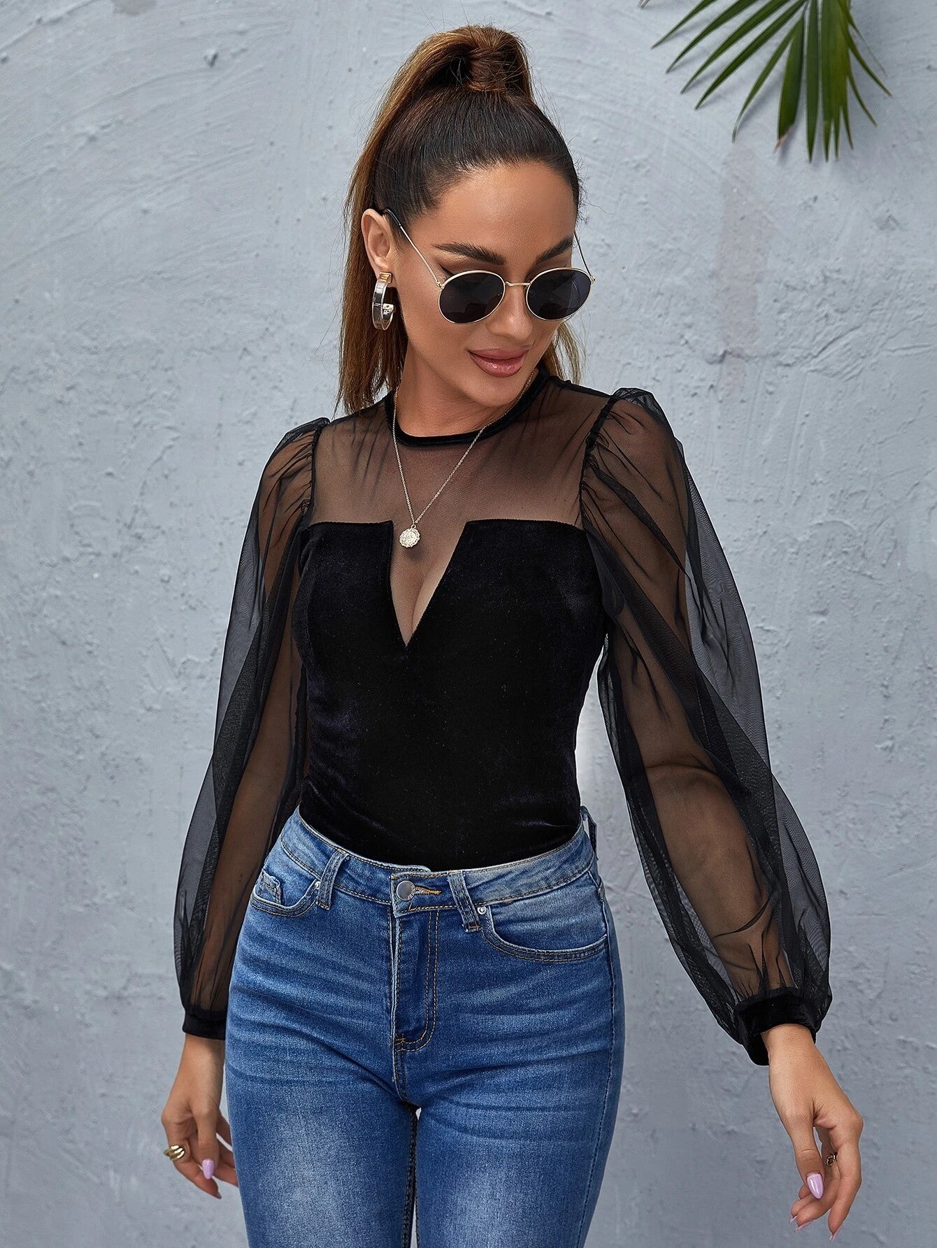 Mesh Sleeve Top