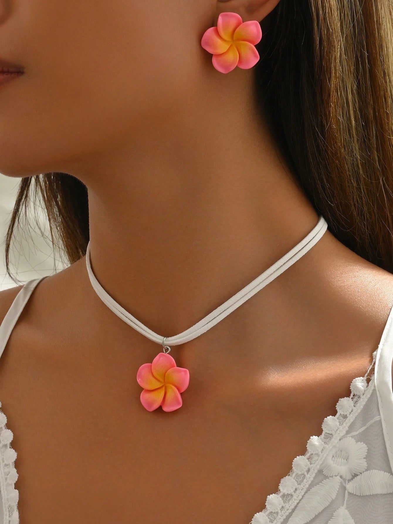 Set of 3 Colorful Floral Scented Necklace and Earrings