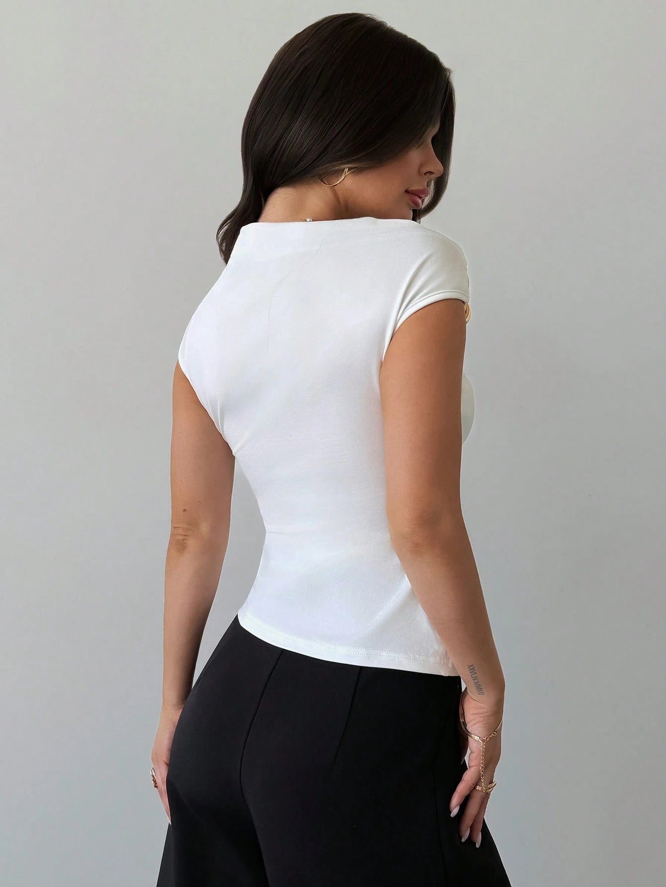 White Slim Fit Asymmetrical Shoulder T-Shirt