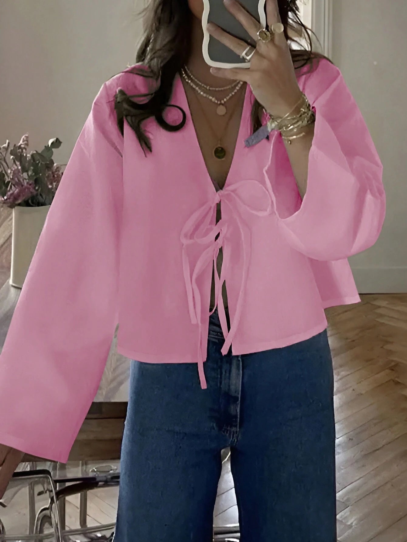Long Sleeve Twist Front Casual Top