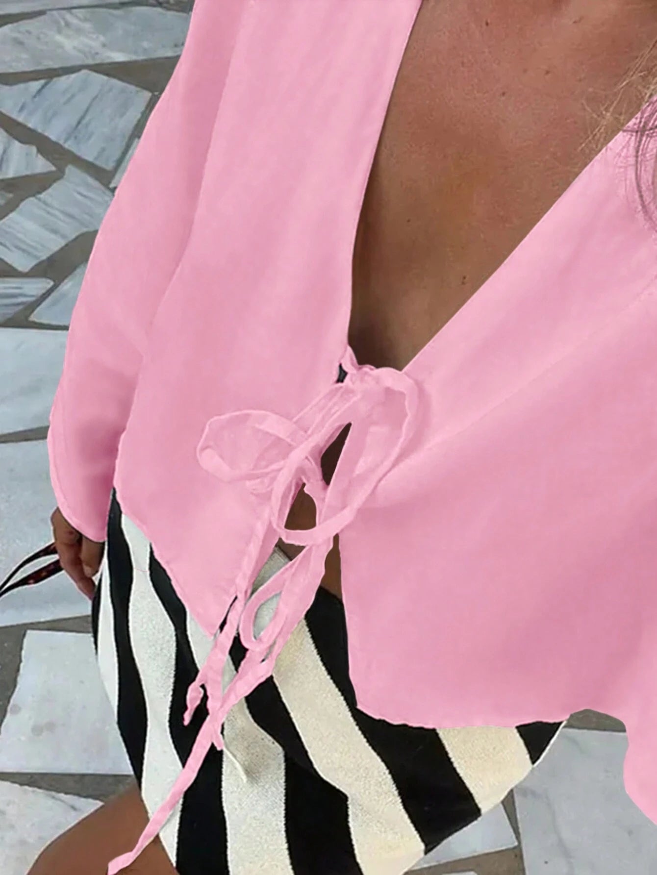 Long Sleeve Twist Front Casual Top