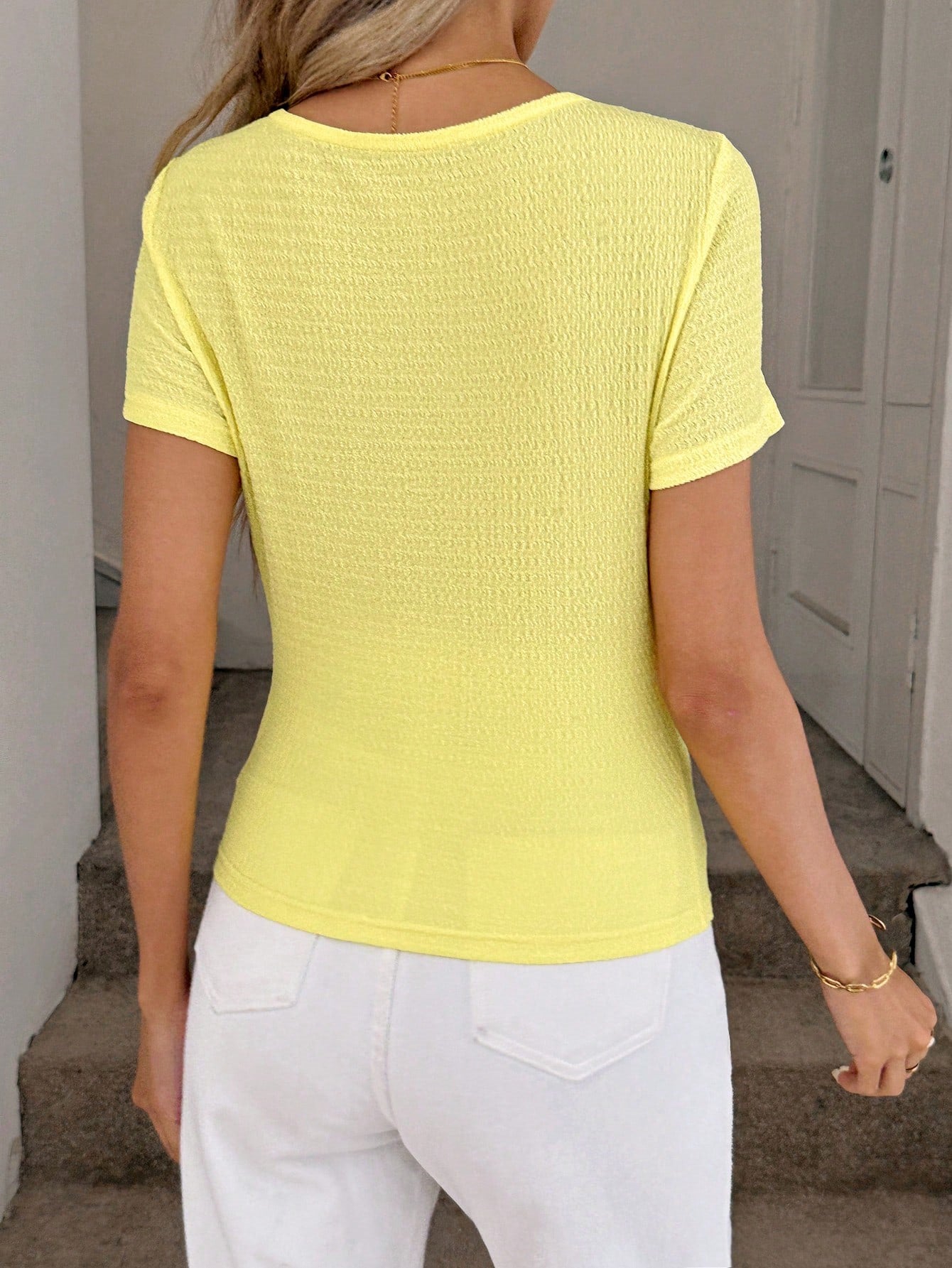 Short Sleeve Square Neck T-Shirt