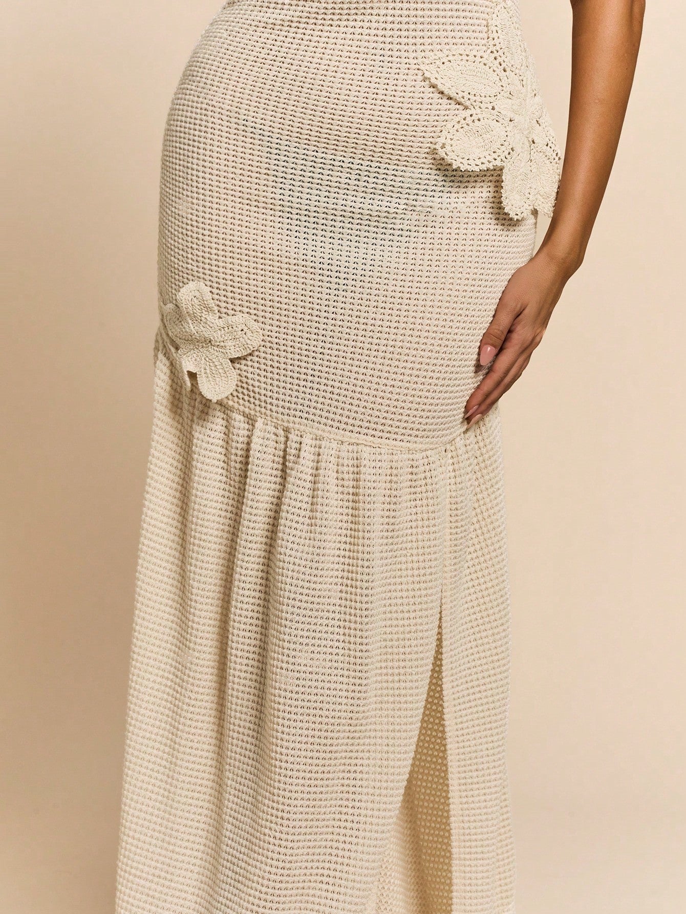 3D Floral Detail One Shoulder Dress