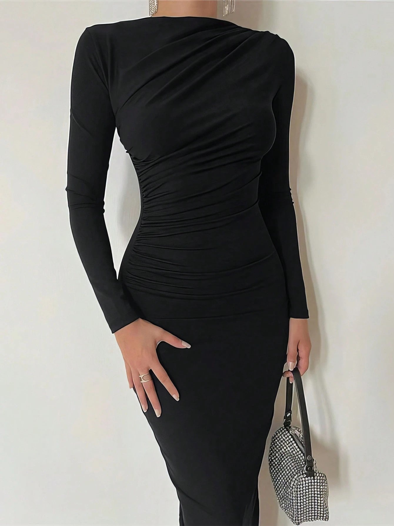Long Sleeve Pleated Dress