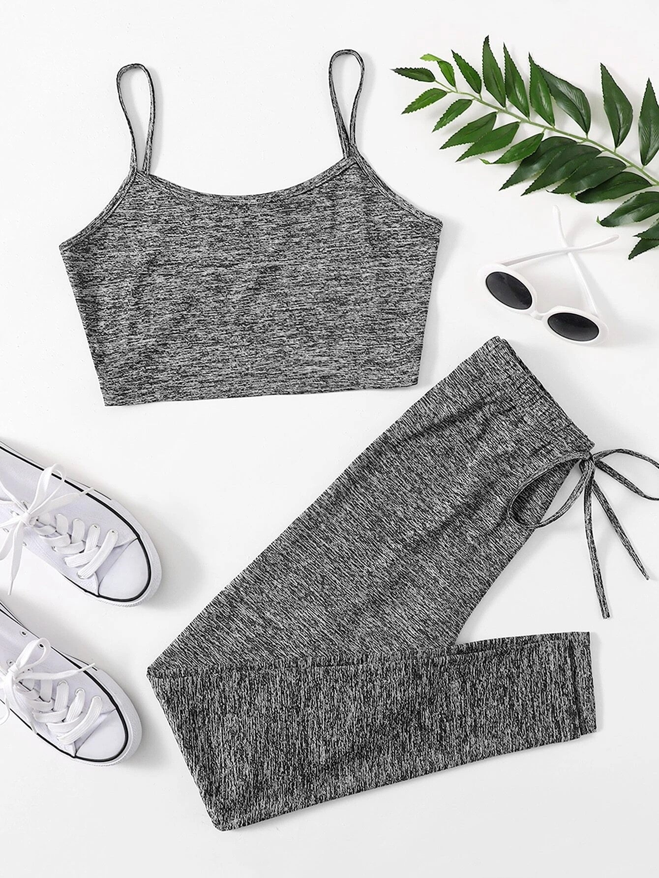 Gray Crop Top & Leggings Set
