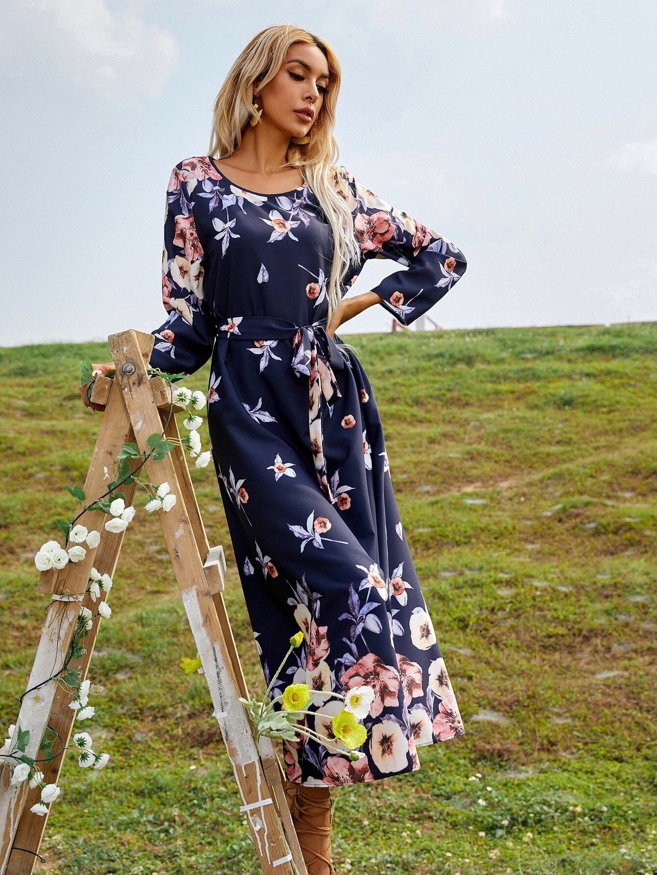Floral Belted Dress