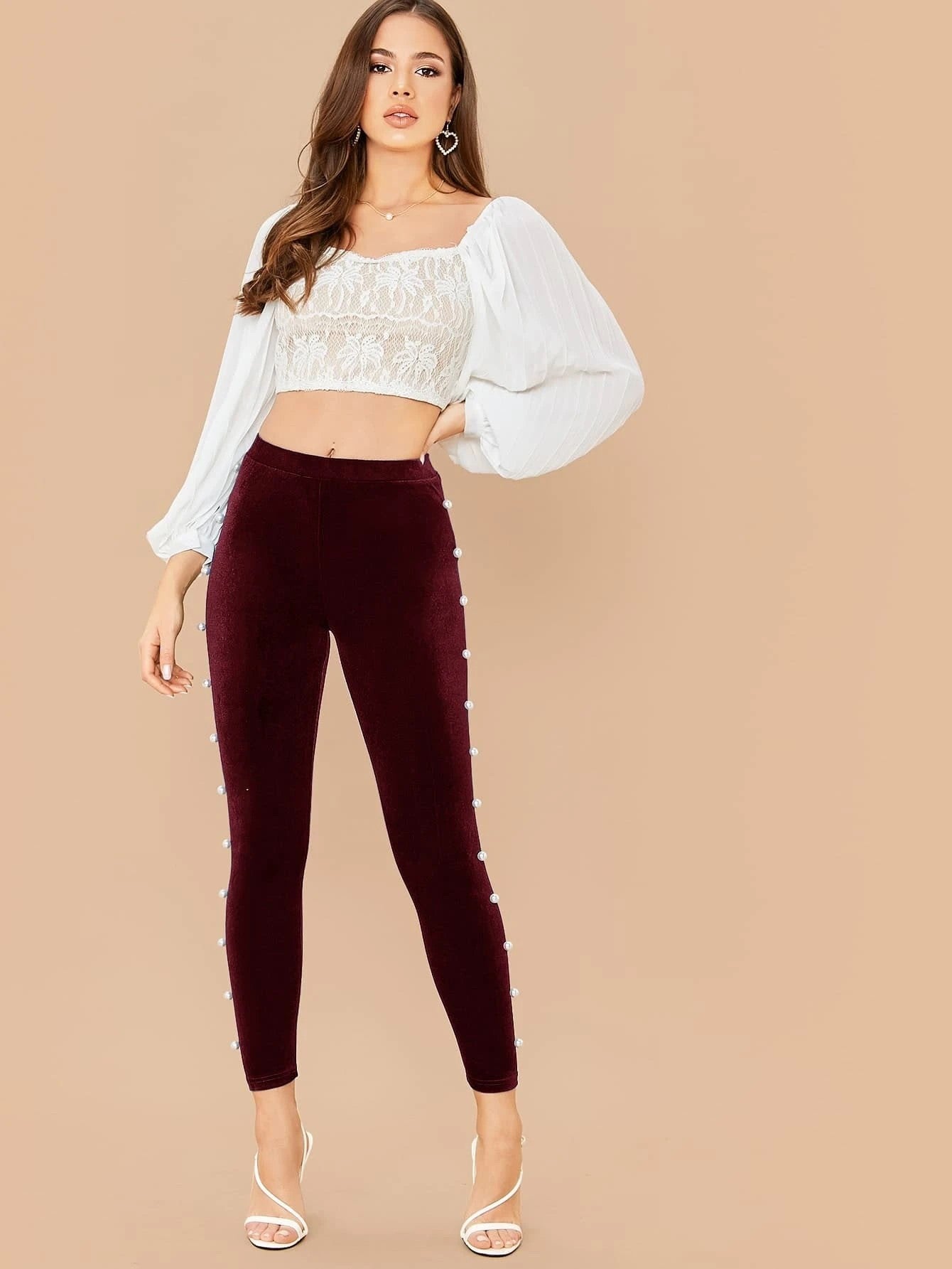 Pearl Velvet Skinny Pants