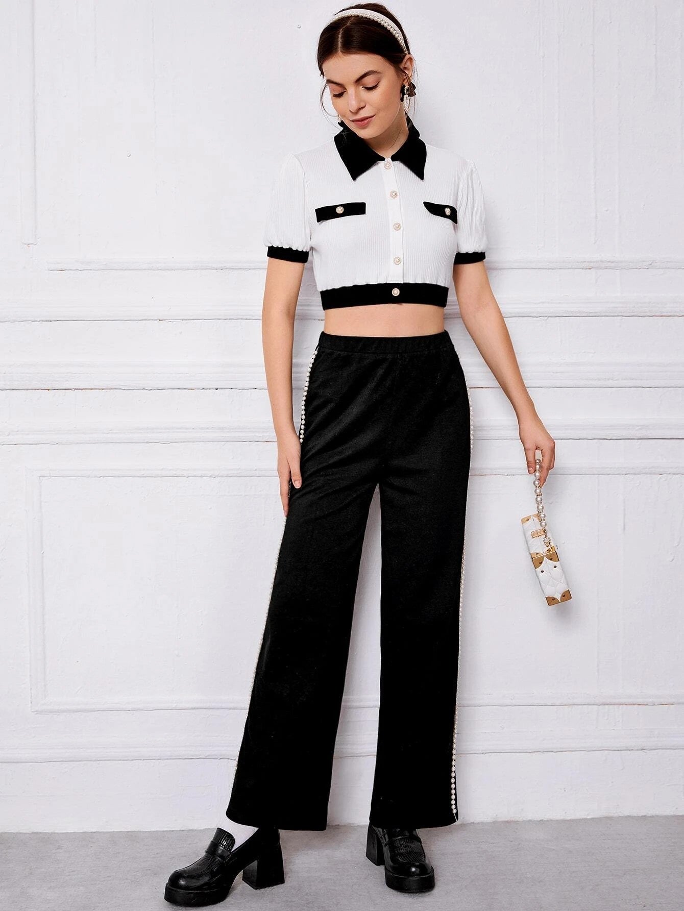 High Waist Pearls Sweatpants