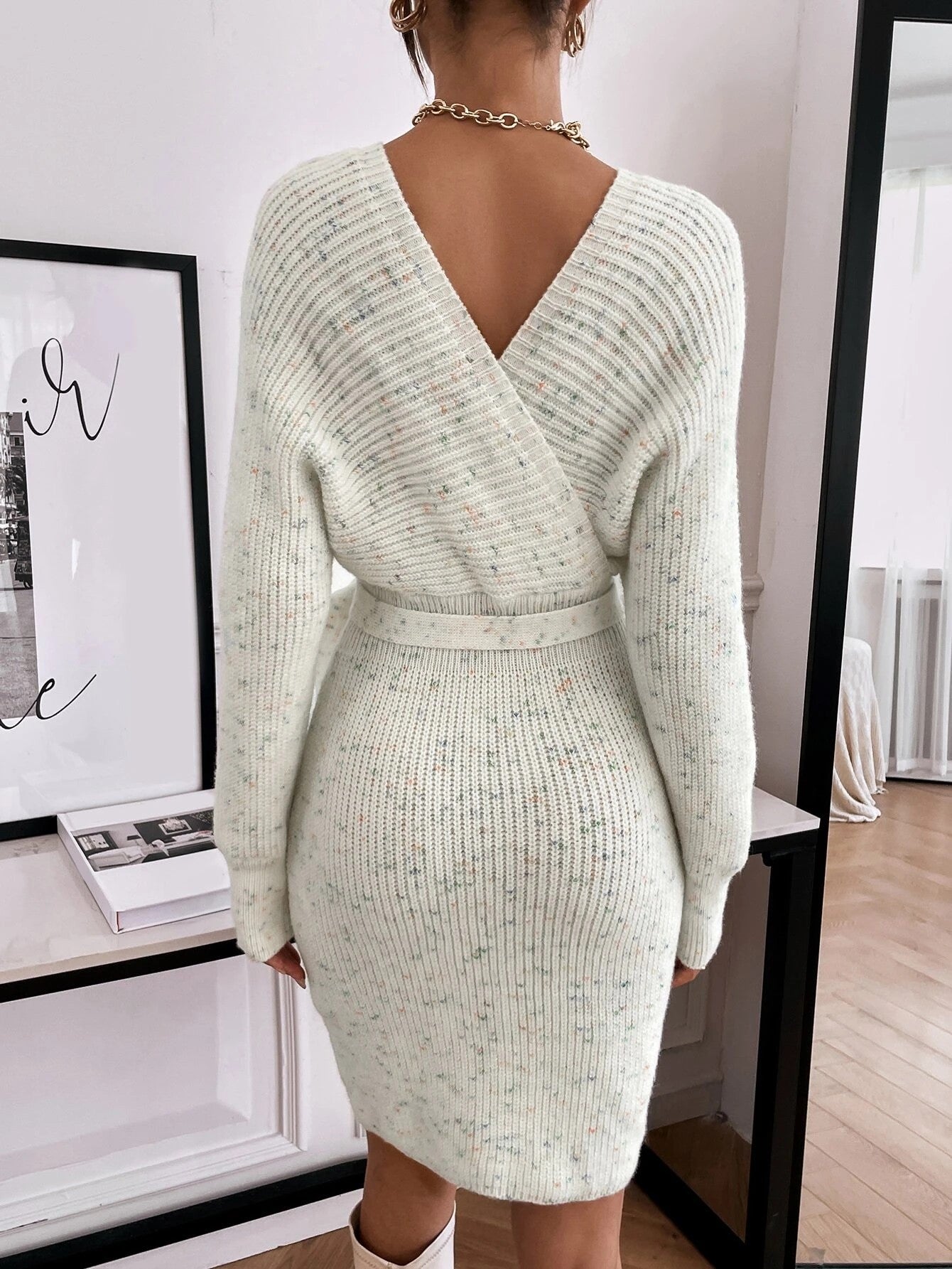 فستان صوف مع حزام