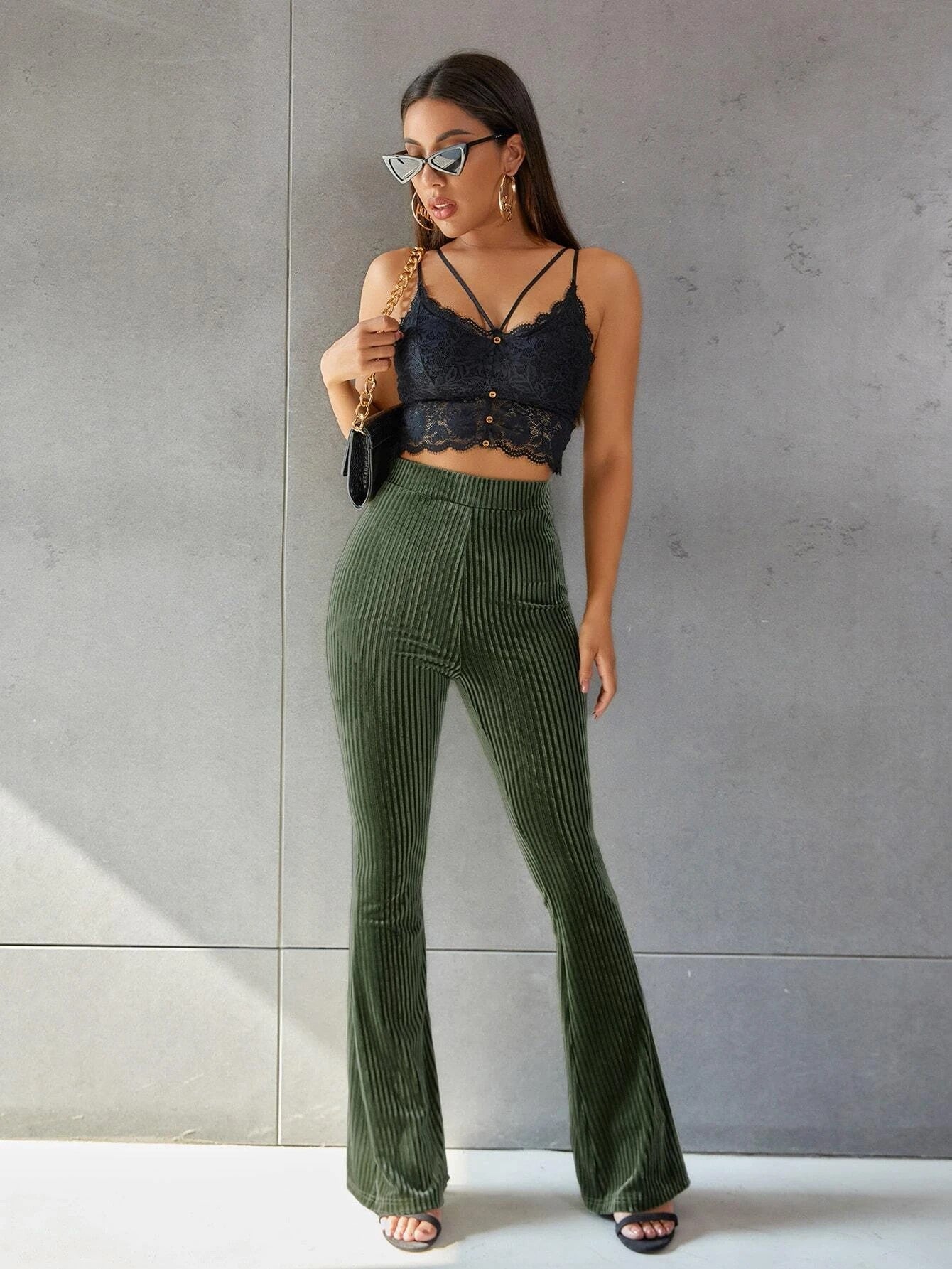 Flare Leg Velvet Pants