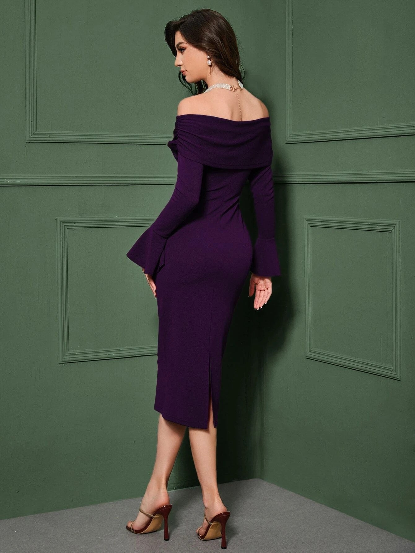 Off Shoulder Purple Dress