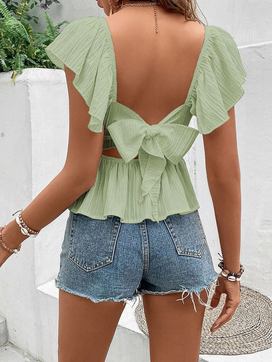 Tie Backless Blouse