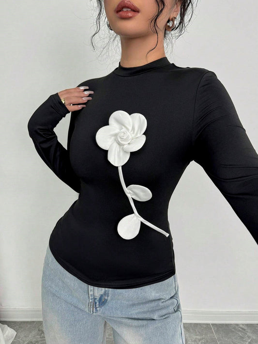 Floral  Long Sleeve Slim Fit Blouse