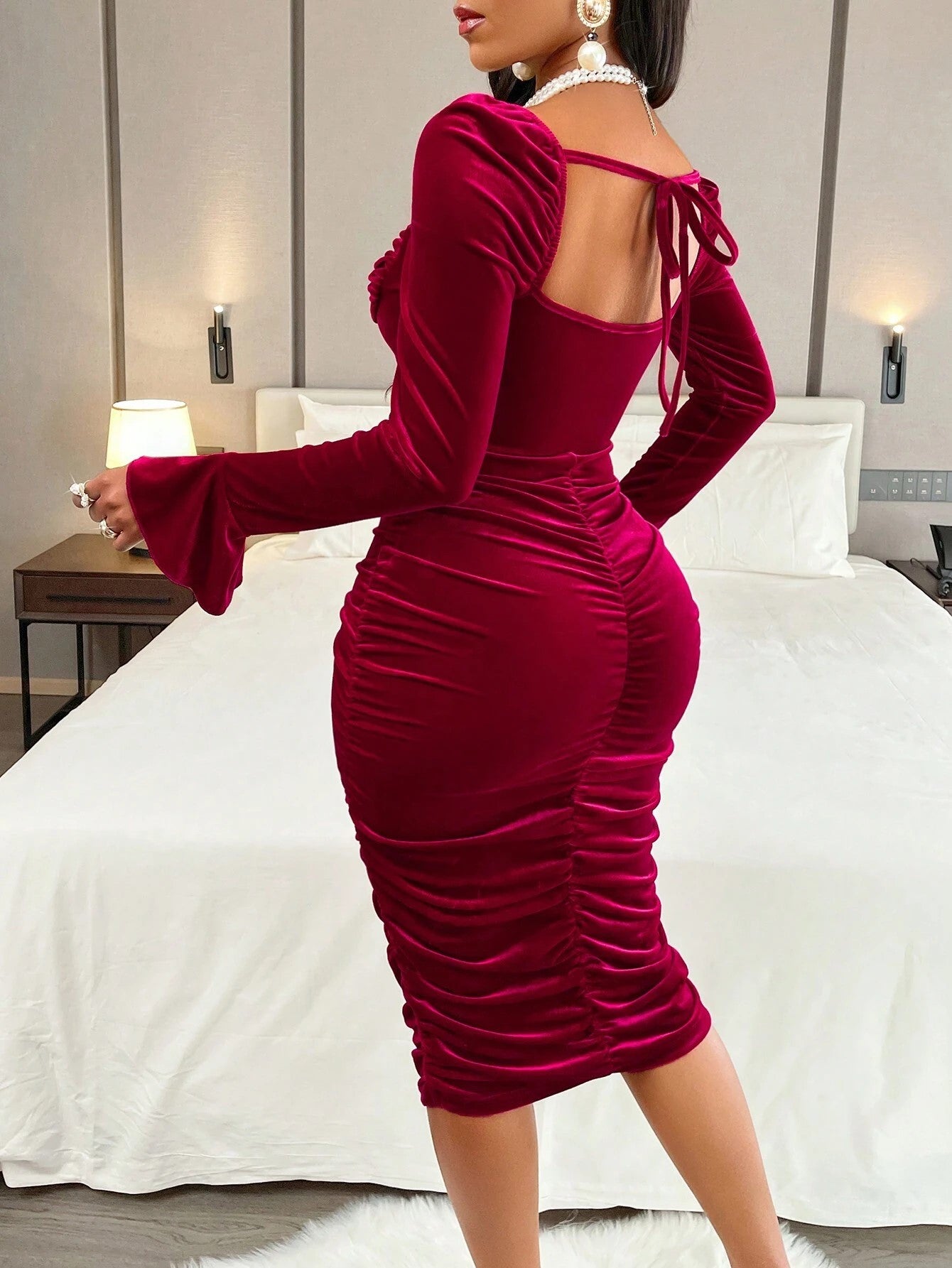 Velvet Wrap Bodycon Dress