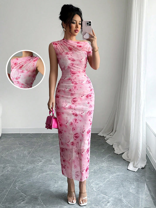 Midi Dress Slash Neck
