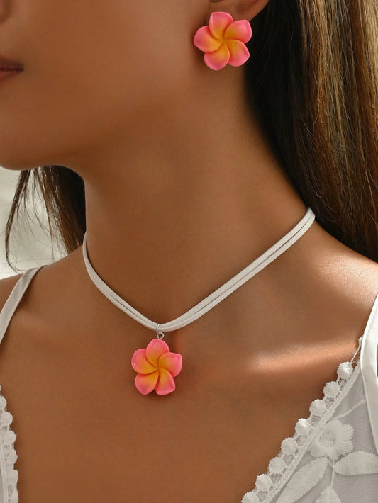 Set of 3 Colorful Floral Scented Necklace and Earrings