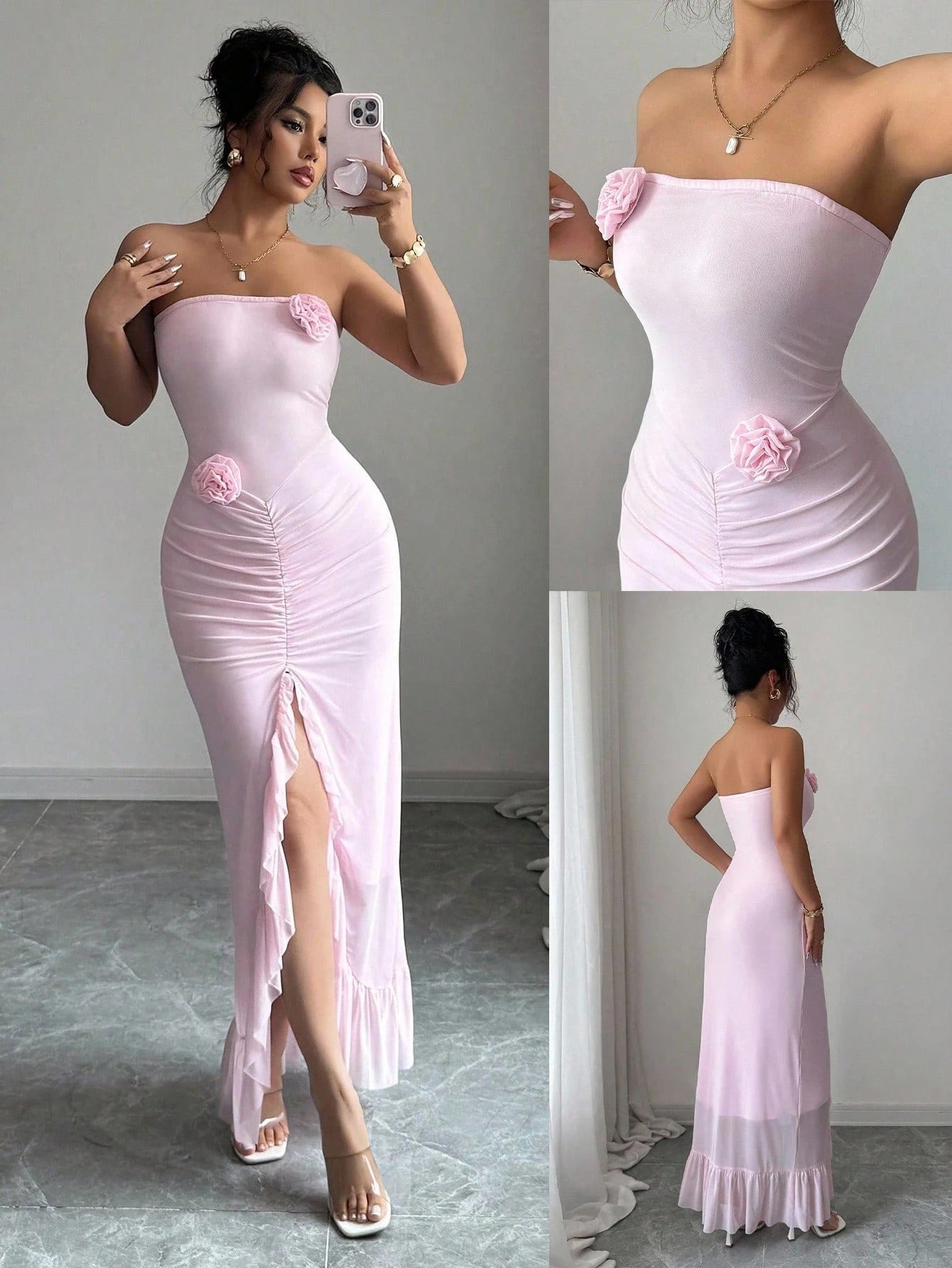Off Shoulder Tie Waist Sleeveless Midi Dress