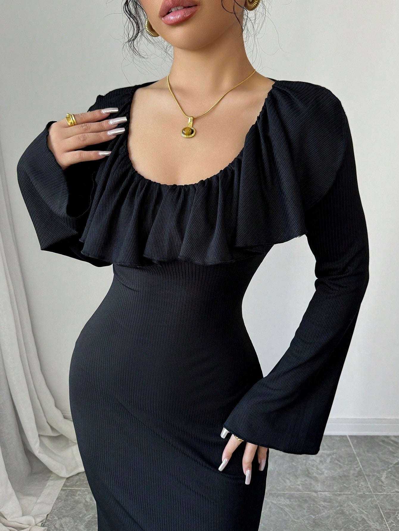 Long Dress | Fabric Soft - Plain - ** Stretch: Medium Stretch Long Dress | Fabric Soft - Plain - ** Stretch: Medium Stretch