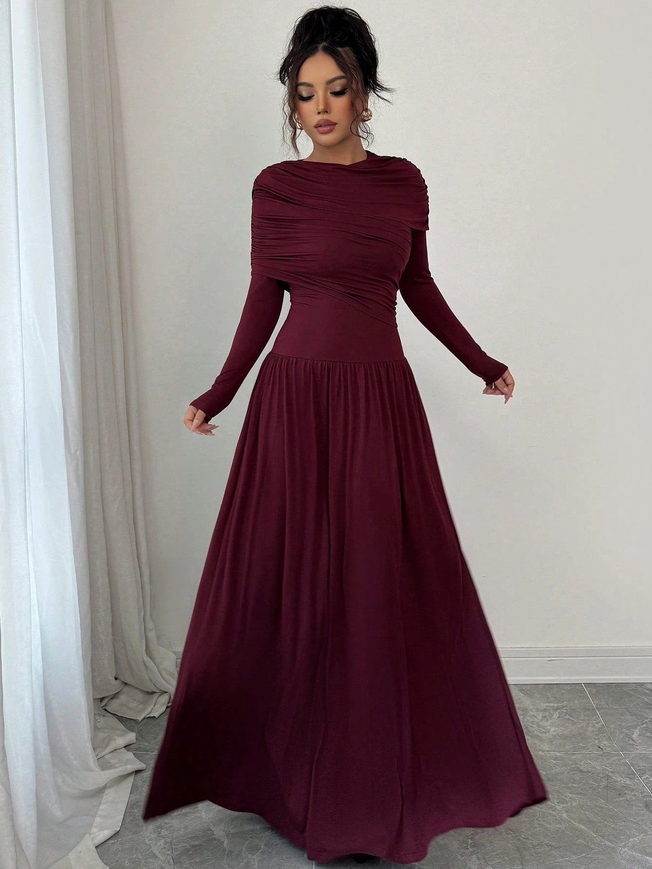 Long Sleeve Low Waist Bodycon A Line Dress