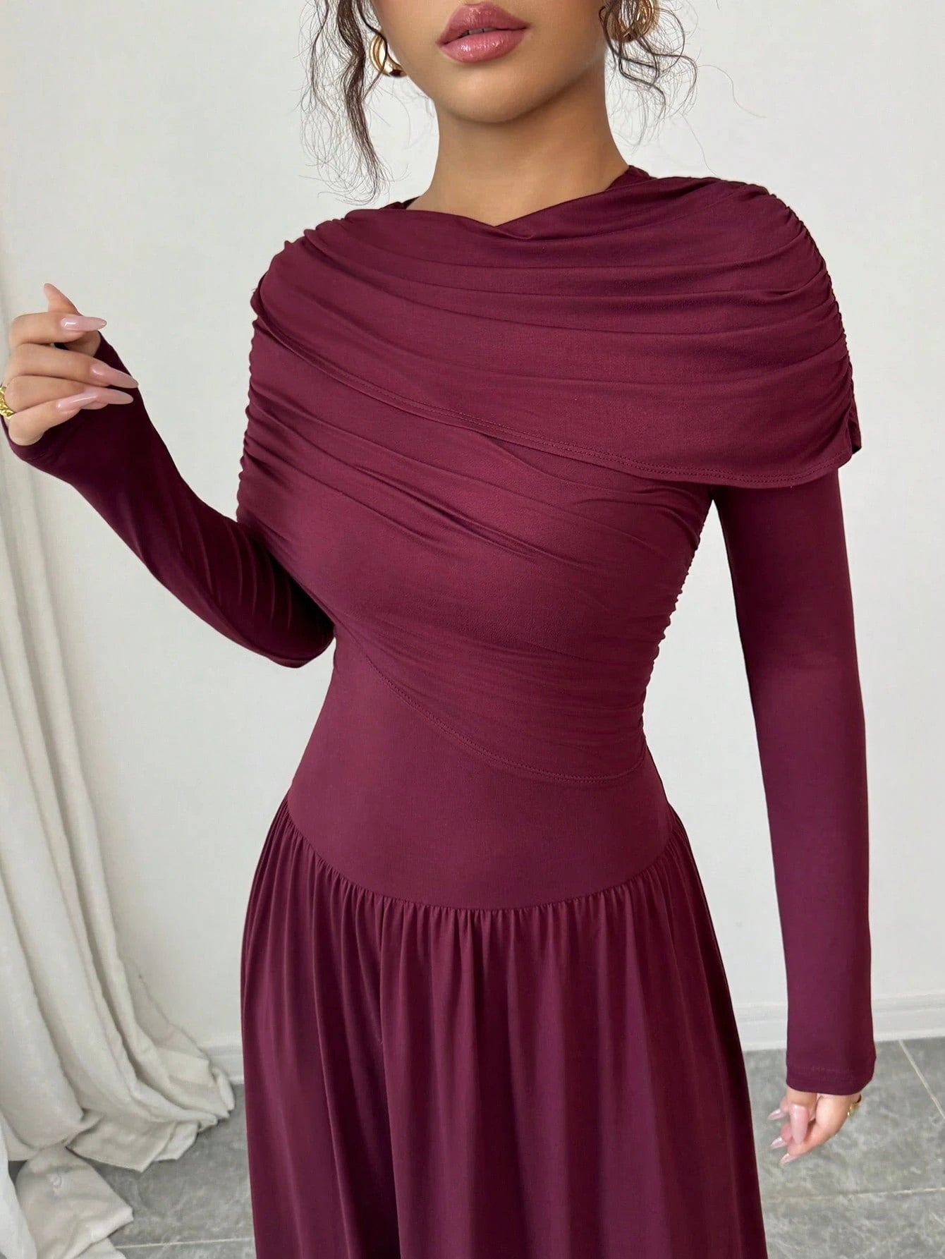 Long Sleeve Low Waist Bodycon A Line Dress