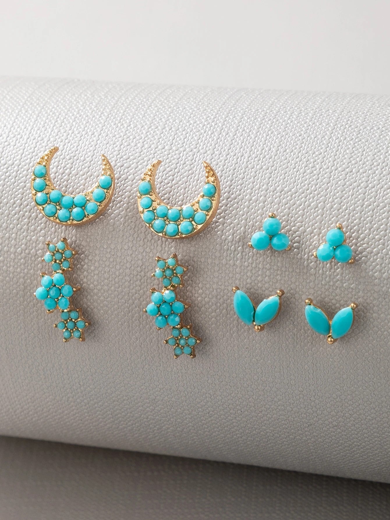 Blue Cross Stud Earrings Set