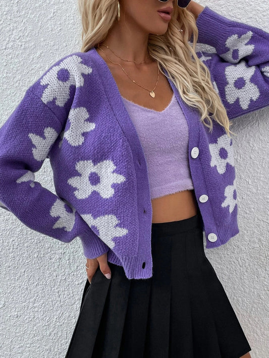 Floral Button Front Cardigan