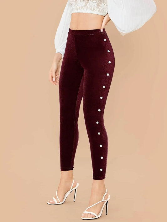 Pearl Velvet Skinny Pants