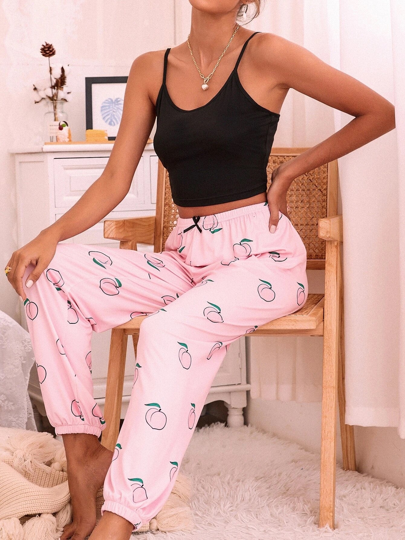 Top & Peach Pants PJ Set