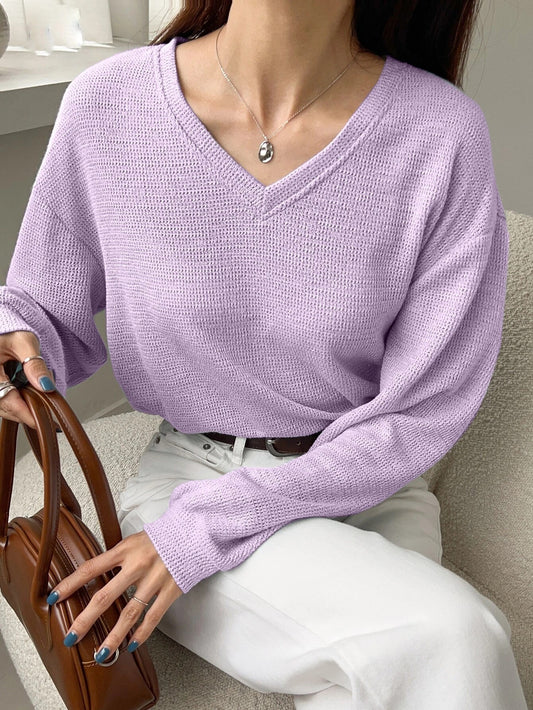 V Neck Purple Sweatshirt